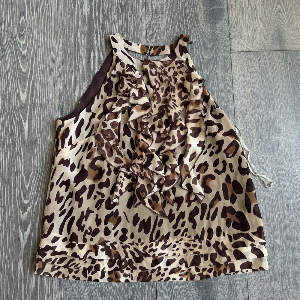 Willi Smith Ruffled Animal Print Tank Size Medium